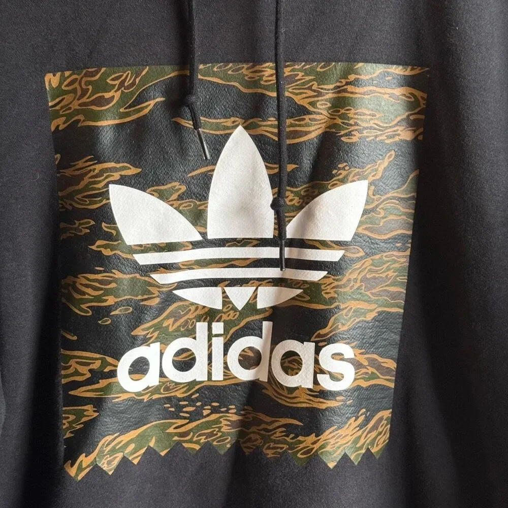 Adidas‎ Mens Camo Trefoil Logo Hoodie Size M Skateboarding Graphic Pullover